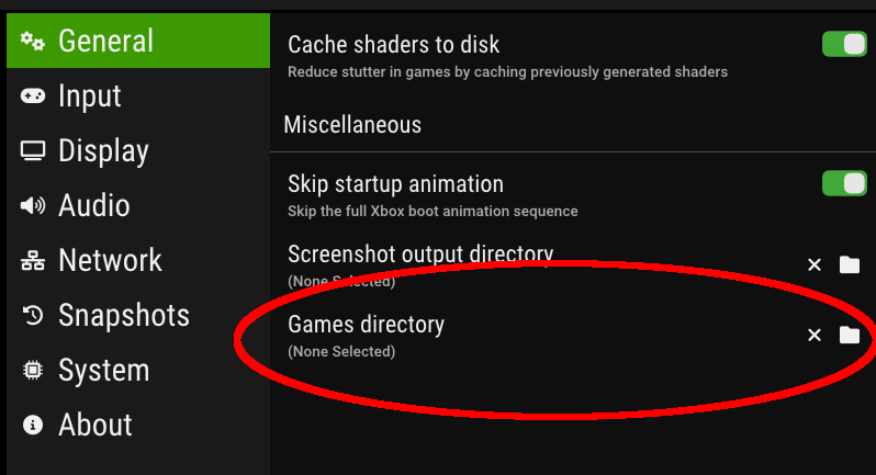 Games directory setting image